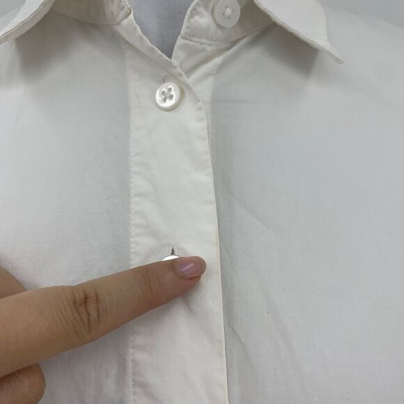 Athleta Shirt Womens XS Extra Small Ivory Button Front Quarter Sleeve Poplin - Picture 4 of 15